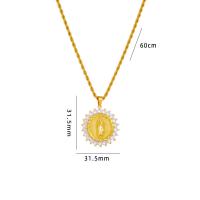 Cubic Zircon Micro Pave Brass Necklace, with 304 Stainless Steel, plated, micro pave cubic zirconia & for woman Approx 60 cm 