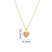 Cubic Zircon Micro Pave Brass Necklace, with 304 Stainless Steel, with 5CM extender chain, Heart, plated & micro pave cubic zirconia & for woman & enamel, golden Approx 40 cm 