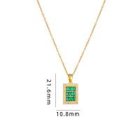 Cubic Zircon Micro Pave Brass Necklace, with 304 Stainless Steel, with 5CM extender chain, Abacus, plated, micro pave cubic zirconia & for woman Approx 40 cm 