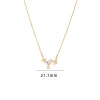 Cubic Zircon Micro Pave Brass Necklace, with Quartz & 304 Stainless Steel, with 5CM extender chain, plated, micro pave cubic zirconia & for woman Approx 40 cm 