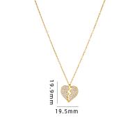 Cubic Zircon Micro Pave Brass Necklace, with 304 Stainless Steel, with 5CM extender chain, Heart, plated & micro pave cubic zirconia & for woman & enamel, gold Approx 40 cm 