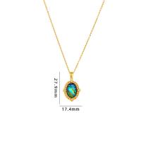 Cubic Zircon Micro Pave Brass Necklace, with Abalone Shell & 304 Stainless Steel, with 5CM extender chain, plated & micro pave cubic zirconia & for woman Approx 40 cm 
