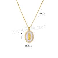 Cubic Zircon Micro Pave Brass Necklace, with White Shell & 304 Stainless Steel, plated & micro pave cubic zirconia & for woman, golden Approx 40 cm 