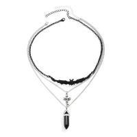 Halloween Necklace, Zinc Alloy, with iron chain & Crystal, with 2.7inch extender chain, plated, cross chain & three layers & Halloween Jewelry Gift & for woman Approx 15.7 Inch, Approx 16.5 Inch, Approx 17.7 Inch 