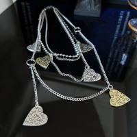 Fashion Multi Layer Necklace, Zinc Alloy, fashion jewelry & multilayer & for woman, silver color Approx 50 cm 