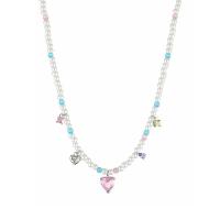 Rhinestone Zinc Alloy Necklace, with Plastic Pearl, fashion jewelry & for woman & with rhinestone, white Approx 20.5 cm 