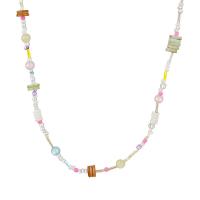 Стеклянные бусы ожерелье эмаль, Стеклянные бусины, с 5.8cm наполнитель цепи, Связанный вручную, ювелирные изделия моды & Женский, разноцветный, длина:Приблизительно 42.8 см, продается PC