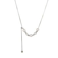 Titan Schmuck Halskette, Titanstahl, mit ABS-Kunststoff-Perlen, mit Verlängerungskettchen von 5.9cm, Modeschmuck & für Frau, originale Farbe, Länge:ca. 57.6 cm, verkauft von PC