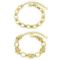 Stainless Steel Chain Bracelets, 304 Stainless Steel, with 1.97inch extender chain, Vacuum Ion Plating, fashion jewelry & for woman, golden Approx 6.3 Inch 
