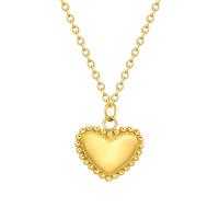 Titanium Steel Jewelry Necklace, with 1.97inch extender chain, Heart, Vacuum Ion Plating, fashion jewelry & for woman, golden Approx 16.14 Inch 