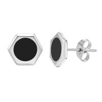 Titanium Steel Earrings, Hexagon, polished, fashion jewelry & for man & epoxy gel 