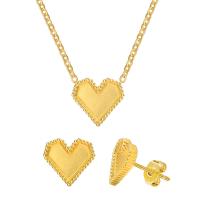 Titanium Steel Jewelry Set, with 1.97inch extender chain, Heart, Vacuum Ion Plating, fashion jewelry & for woman, golden Approx 15.75 Inch 