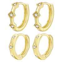 Cubic Zirconia Micro Pave Brass Earring, gold color plated & micro pave cubic zirconia & for woman, golden [