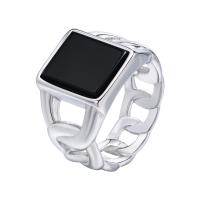 Титан Сталь палец кольцо, титан, с Стеклянный камень, полированный, ювелирные изделия моды & разный размер для выбора & Мужский, оригинальный цвет, ring width 14.1mm, продается PC