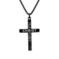 Stainless Steel Jewelry Necklace, 304 Stainless Steel, Cross, fashion jewelry & for man, black 