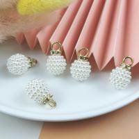 Zinc Alloy Jewelry Pendants, with Plastic Pearl, Pineapple, gold color plated, DIY, white 