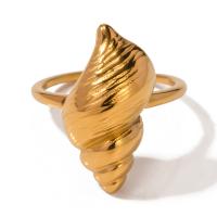Edelstahl Fingerring, 304 Edelstahl, Schale, plattiert, Modeschmuck, goldfarben, Ring inner diameter:1.74cm, verkauft von PC