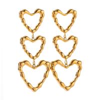 Stainless Steel Drop Earring, 304 Stainless Steel, Heart, plated, fashion jewelry, golden 