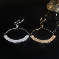 Rhinestone Brass Bracelets, fashion jewelry & for woman & with rhinestone Approx 20 cm 