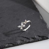 Anillo de dedo de aleación de Zinc, chapado, Joyería & para mujer & con diamantes de imitación, color original, tamaño:6, Vendido por UD