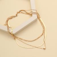 Fashion Multi Layer Necklace, Zinc Alloy, plated, three layers & fashion jewelry & for woman, gold 