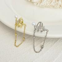 Rhinestone Brass Drop Earring, with Plastic Pearl, plated, fashion jewelry & for woman & with rhinestone 