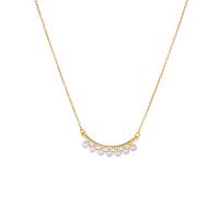 Cubic Zircon Micro Pave Brass Necklace, with Plastic Pearl & 304 Stainless Steel, with 5CM extender chain, Vacuum Ion Plating & micro pave cubic zirconia & for woman, golden Approx 40 cm 