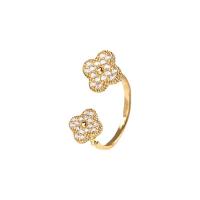 Cubic Zirconia Micro Pave Brass Finger Ring, plated & micro pave cubic zirconia & for woman & enamel, golden 