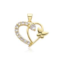 Cubic Zircon Micro Pave Brass Necklace, with 5CM extender chain, Heart, plated & micro pave cubic zirconia & for woman, golden Approx 45 cm 