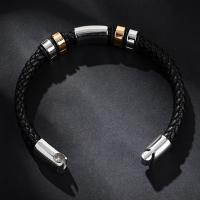 PU Leather Cord Bracelets, Zinc Alloy, with PU Leather, fashion jewelry & for man Chain cm 