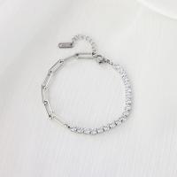 Titanium Steel Bracelet & Bangle, fashion jewelry & micro pave cubic zirconia & for woman 