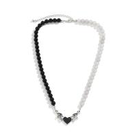 Enamel Zinc Alloy Necklace, Acrylic, with Zinc Alloy, with 2.7inch extender chain, Winged Heart, platinum color plated, punk style & for woman Approx 18.8 Inch 