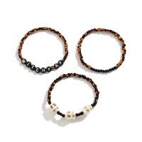 Glass Seed Beads Bracelets, Seedbead, with Crystal & Acrylic, three pieces & Halloween Jewelry Gift & for woman Approx 7 Inch 