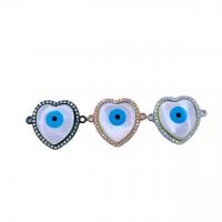 Evil Eye Jewelry Connector, Brass, with Shell, Heart, plated, DIY & micro pave cubic zirconia 