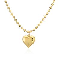 Brass Jewelry Necklace, with 1.97inch extender chain, Heart, fashion jewelry & for woman, golden Approx 15.75 Inch 