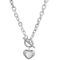 Titanium Steel Jewelry Necklace, with Shell, Heart, fashion jewelry & for woman Approx 15.75 Inch 