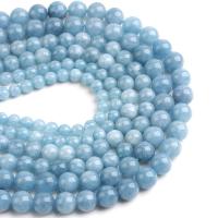 Aquamarin Perlen, rund, poliert, DIY & verschiedene Größen vorhanden, hellblau, Länge:ca. 38 cm, verkauft von Strang