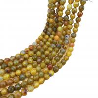 Natürliche Drachen Venen Achat Perlen, Drachenvenen Achat, rund, DIY & verschiedene Größen vorhanden, gelb, Länge:ca. 38 cm, verkauft von Strang