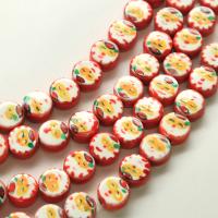 Hand Drawing Porcelain Beads, Christmas Design & DIY, red, 12mm [