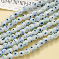 Böser Blick Lampwork Perlen, rund, Einbrennlack, DIY, weiß, 9x9mm, verkauft von PC