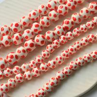 Printing Porcelain Beads, Round, DIY orange 