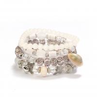 Glass Jewelry Beads Bracelets, Glass Beads, with Plastic & Zinc Alloy & Acrylic, Butterfly, plated, fashion jewelry & Unisex 