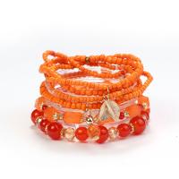 Glass Jewelry Beads Bracelets, Glass Beads, with Plastic & Zinc Alloy & Acrylic, fashion jewelry & Unisex 