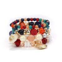 Glass Jewelry Beads Bracelets, Glass Beads, with Plastic & Zinc Alloy & Acrylic, Shell, fashion jewelry & Unisex 