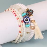 Glass Jewelry Beads Bracelets, Glass Beads, with Plastic & Zinc Alloy & Acrylic, fashion jewelry & Unisex 