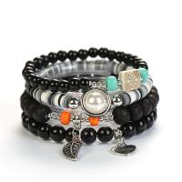 Glass Jewelry Beads Bracelets, Glass Beads, with Plastic & Zinc Alloy & Acrylic, 4 pieces & fashion jewelry & Unisex 