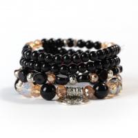 Glass Jewelry Beads Bracelets, Glass Beads, with Plastic & Zinc Alloy & Acrylic, 4 pieces & fashion jewelry & Unisex 