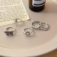 Zinc Set anillo de aleación, aleación de zinc, chapado, 5 piezas & Joyería & para mujer, Vendido por Set