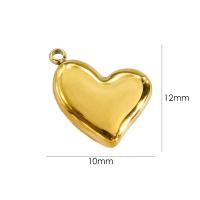 Stainless Steel Heart Pendants, 304 Stainless Steel, plated, DIY & for woman, golden 