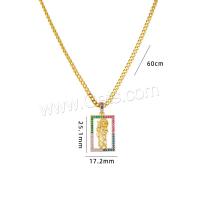 Cubic Zircon Micro Pave Brass Necklace, with 304 Stainless Steel, Vacuum Ion Plating, micro pave cubic zirconia & for woman Approx 60 cm 